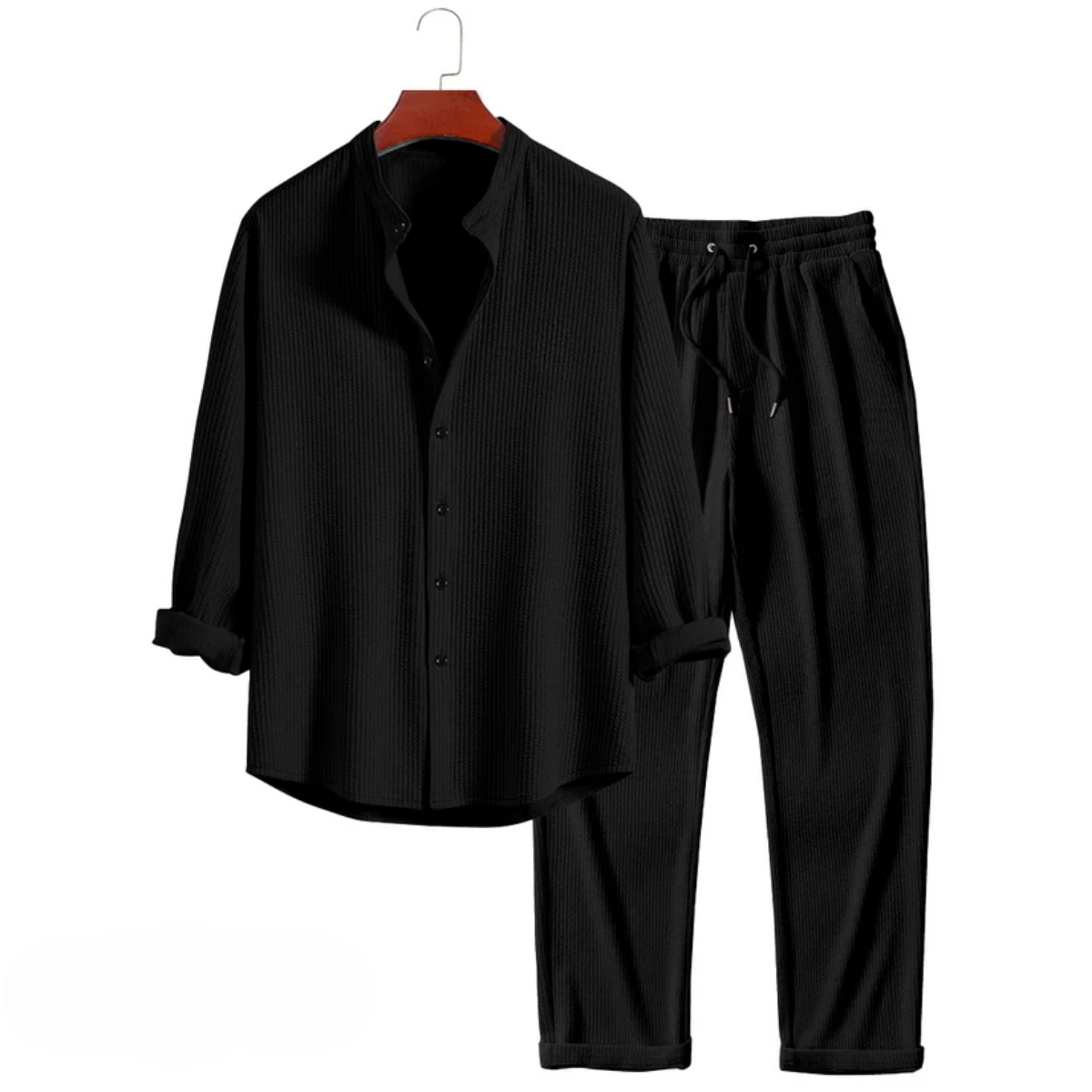 Textured Grandad Collar Co-ord | Autumn Elegance
