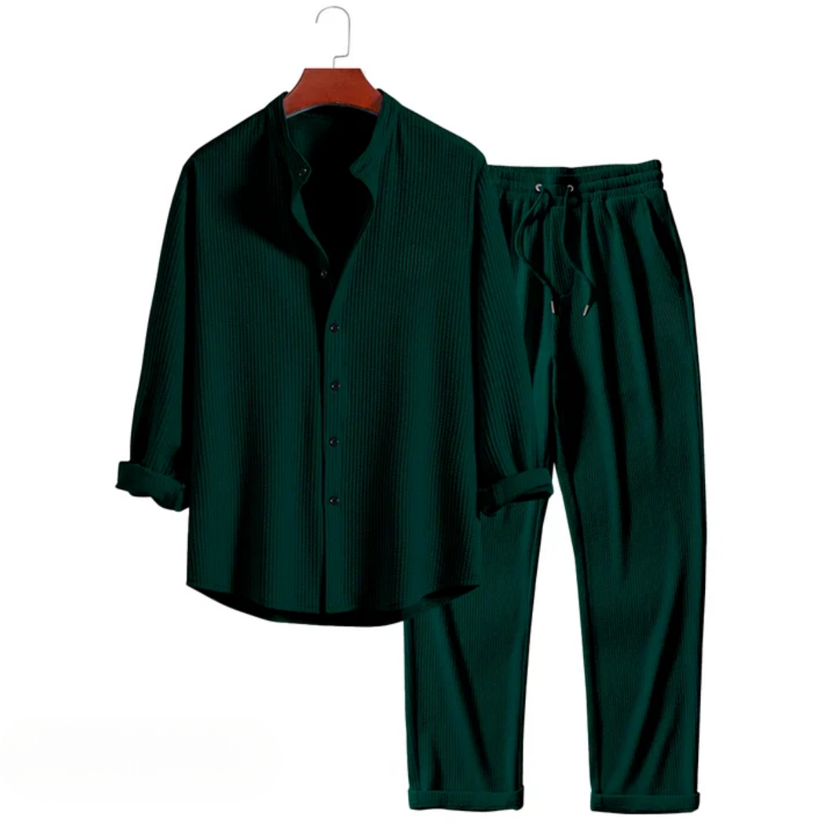 Textured Grandad Collar Co-ord | Autumn Elegance