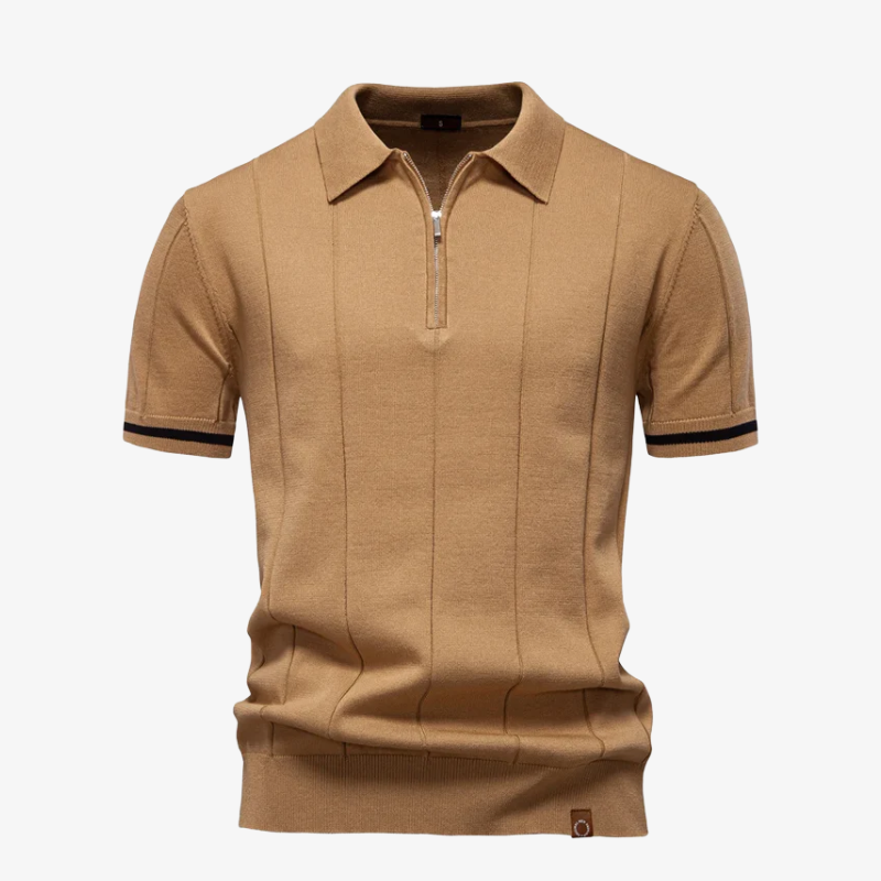 The Kensington Rib-Panelled Zip Polo