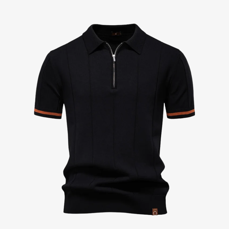 The Kensington Rib-Panelled Zip Polo